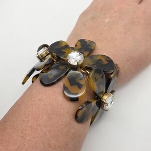 J Crew Full Bloom Floral Tortoiseshell Bracelet
